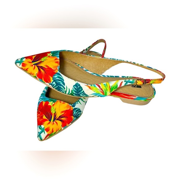 NWB Matiko Lori Sling-Back Shoes in Hawaiian Print, Pointed Toes, 6.5 US (37 EU) - Picture 3 of 13